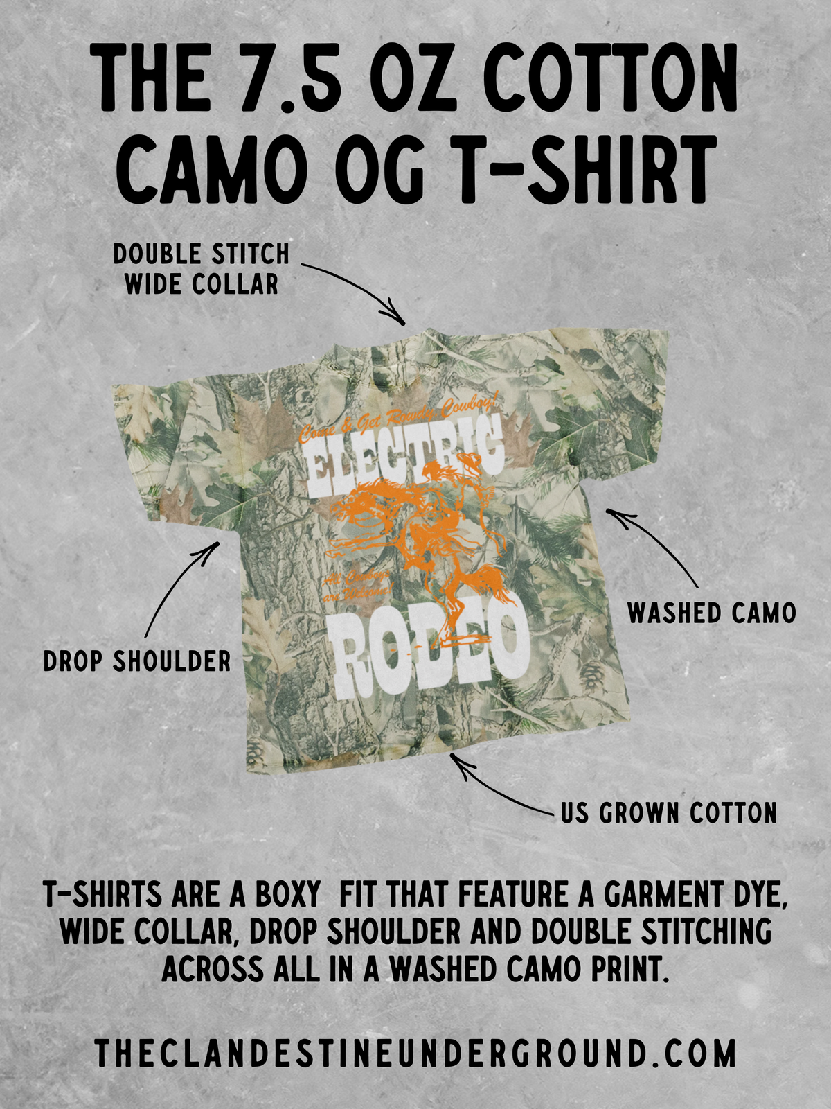 Underground Original Design: It's Ok, Camo Western Boxy Cotton TShirt
