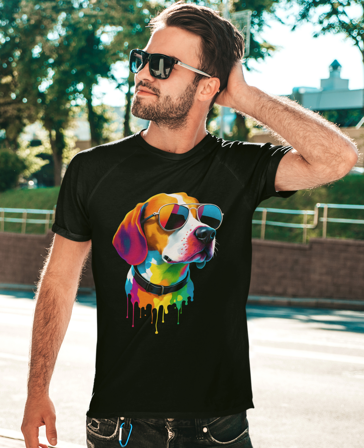 Vibrant Dog Portrait T-Shirt - Unisex Pet Lover Gift - Cool Summer Graphic Tee