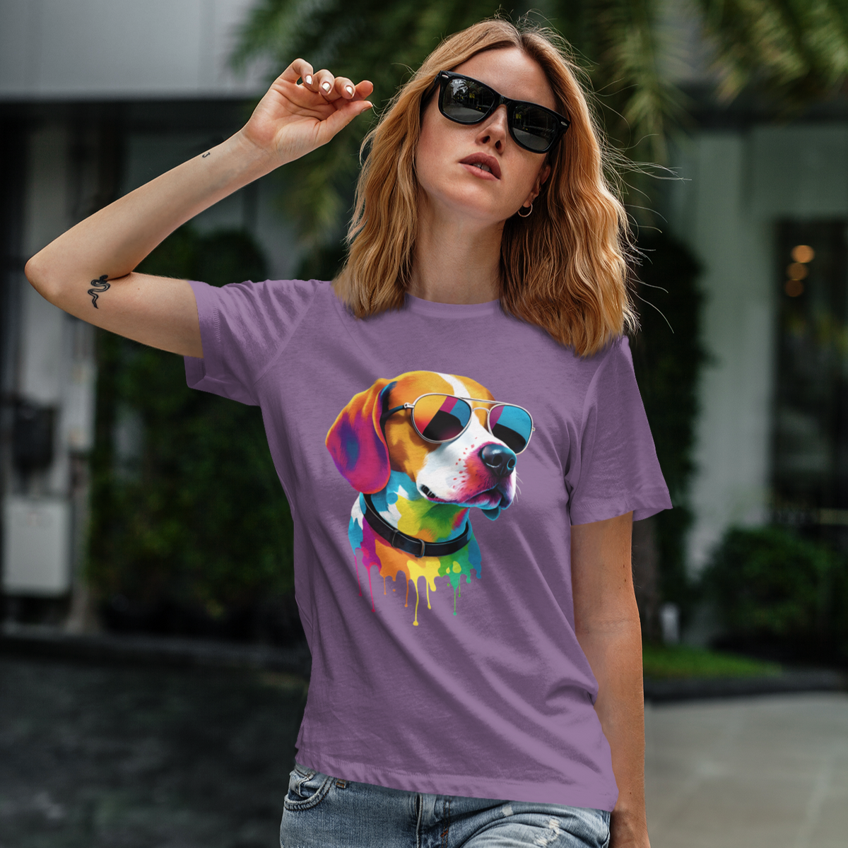 Vibrant Dog Portrait T-Shirt - Unisex Pet Lover Gift - Cool Summer Graphic Tee