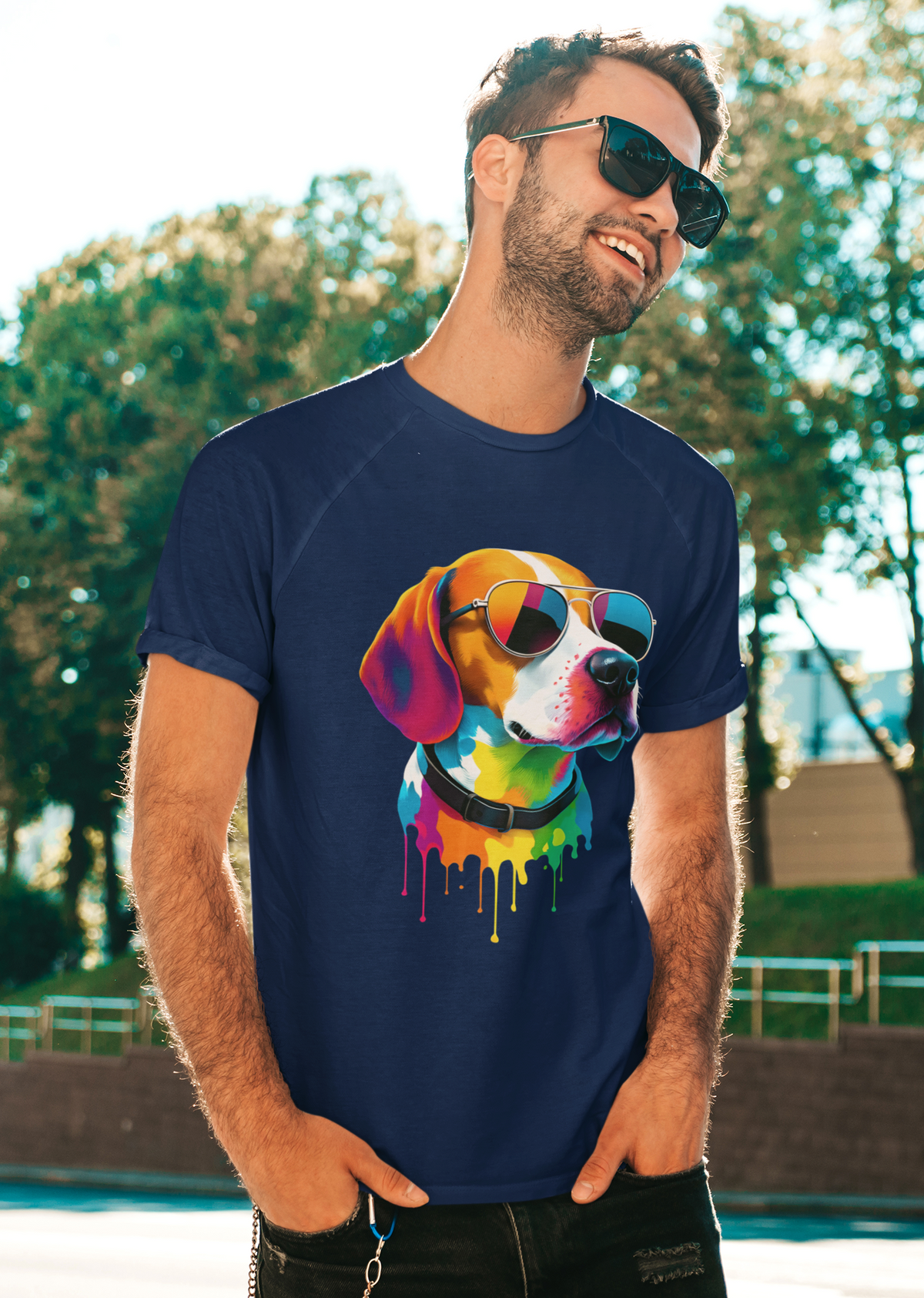 Vibrant Dog Portrait T-Shirt - Unisex Pet Lover Gift - Cool Summer Graphic Tee