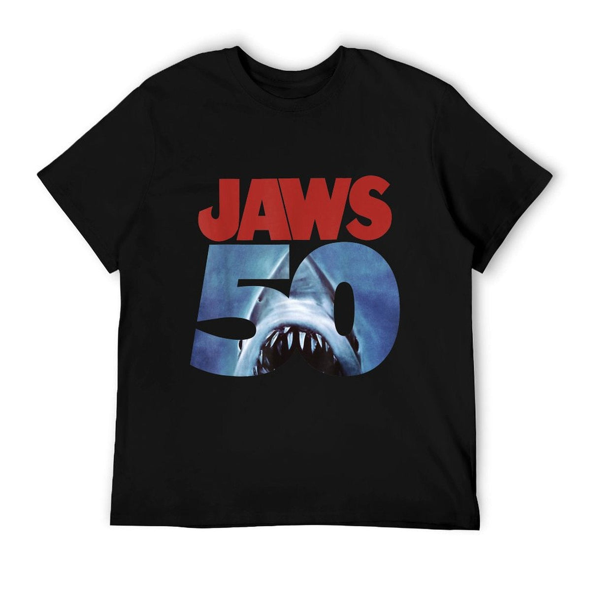 Jaws 50th Anniversary Logo Front & Back Fade-proof Color T-Shirt