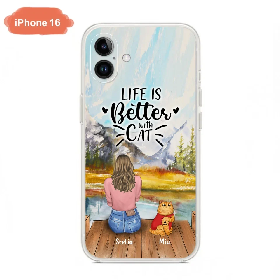 Personalized Cat Mom Phone Case - Gifts For Cat Lovers With Up to 3 Cats - Home Is Where The Paws Are - I Love Mom - Case For iPhone, Samsung And Xiaomi