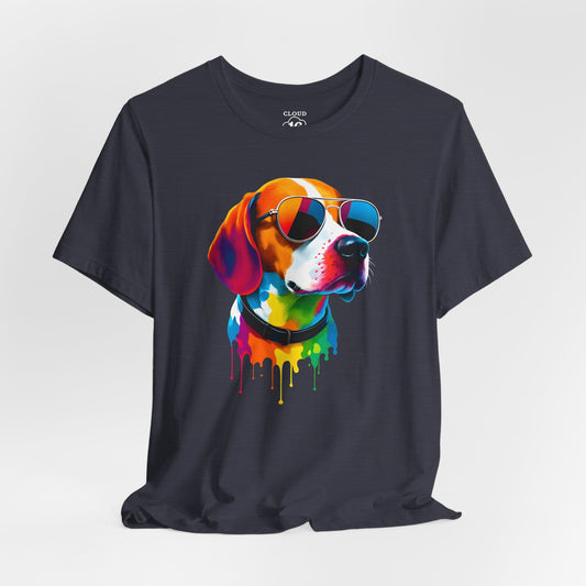 Vibrant Dog Portrait T-Shirt - Unisex Pet Lover Gift - Cool Summer Graphic Tee
