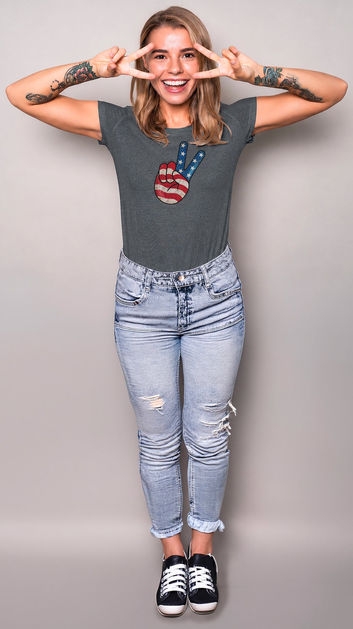 Playfully Patriotic!™ 1941 Victory Sign Womens T-shirt