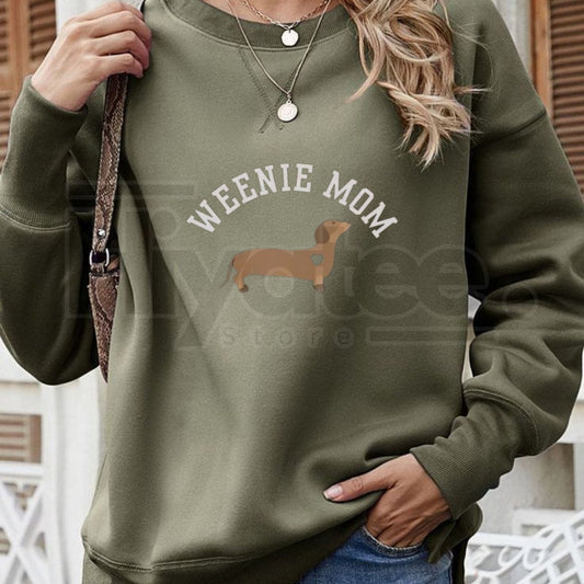 Dachshund Mom Sweatshirt: Weenie Mom Crewneck - Funny Wiener Dog Owner Gift