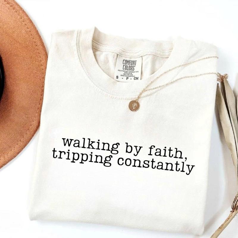 Walking by Faith Tripping Constantly Shirt – Christian Western Graphic Tee for Women