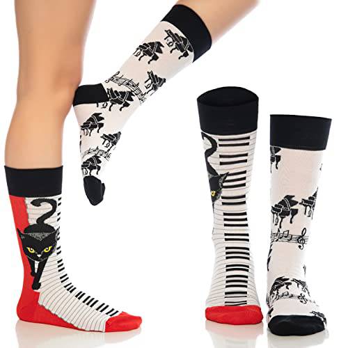 Fun Crew Socks 6-Pack, Cats & Music Mix