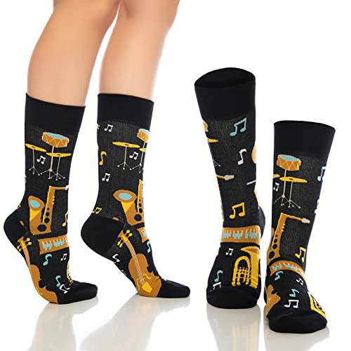 Fun Crew Socks 6-Pack, Cats & Music Mix