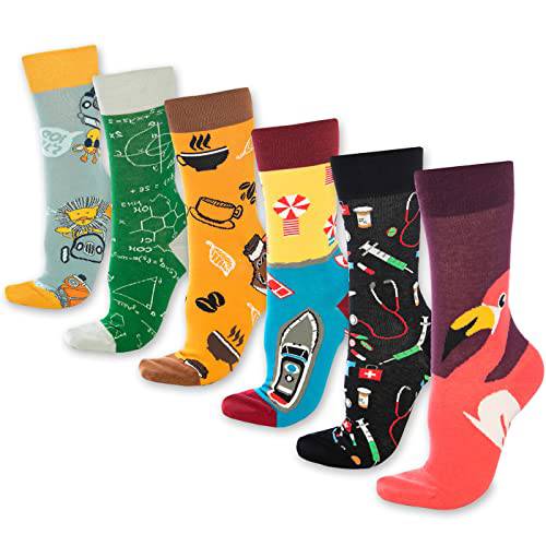 Fun Crew Socks 6-Pack, Coffee & Science Mix