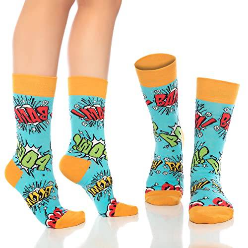 Fun Crew Socks 6-Pack, Cheese & Comics Mix
