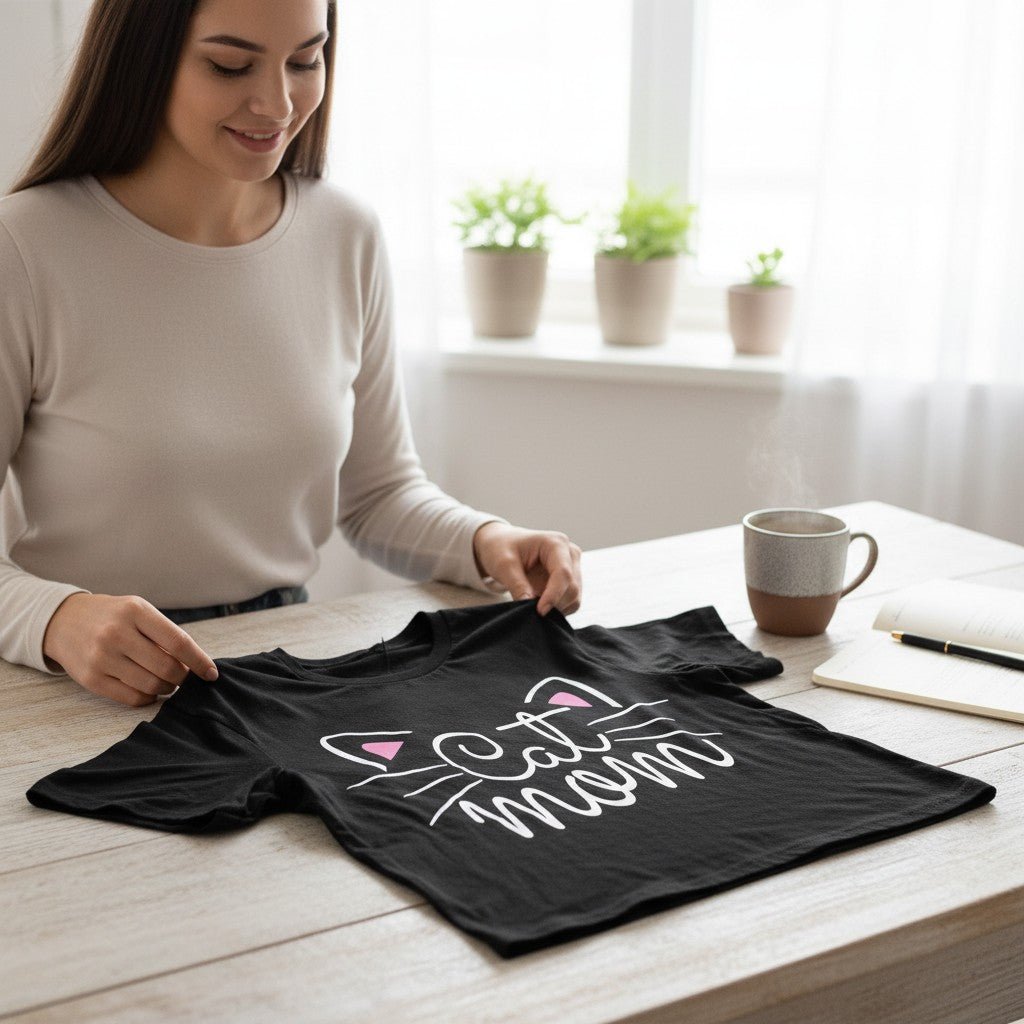 Cat Mom Graphic T-Shirt 100% Cotton Short Sleeve Breathable Casual Tee