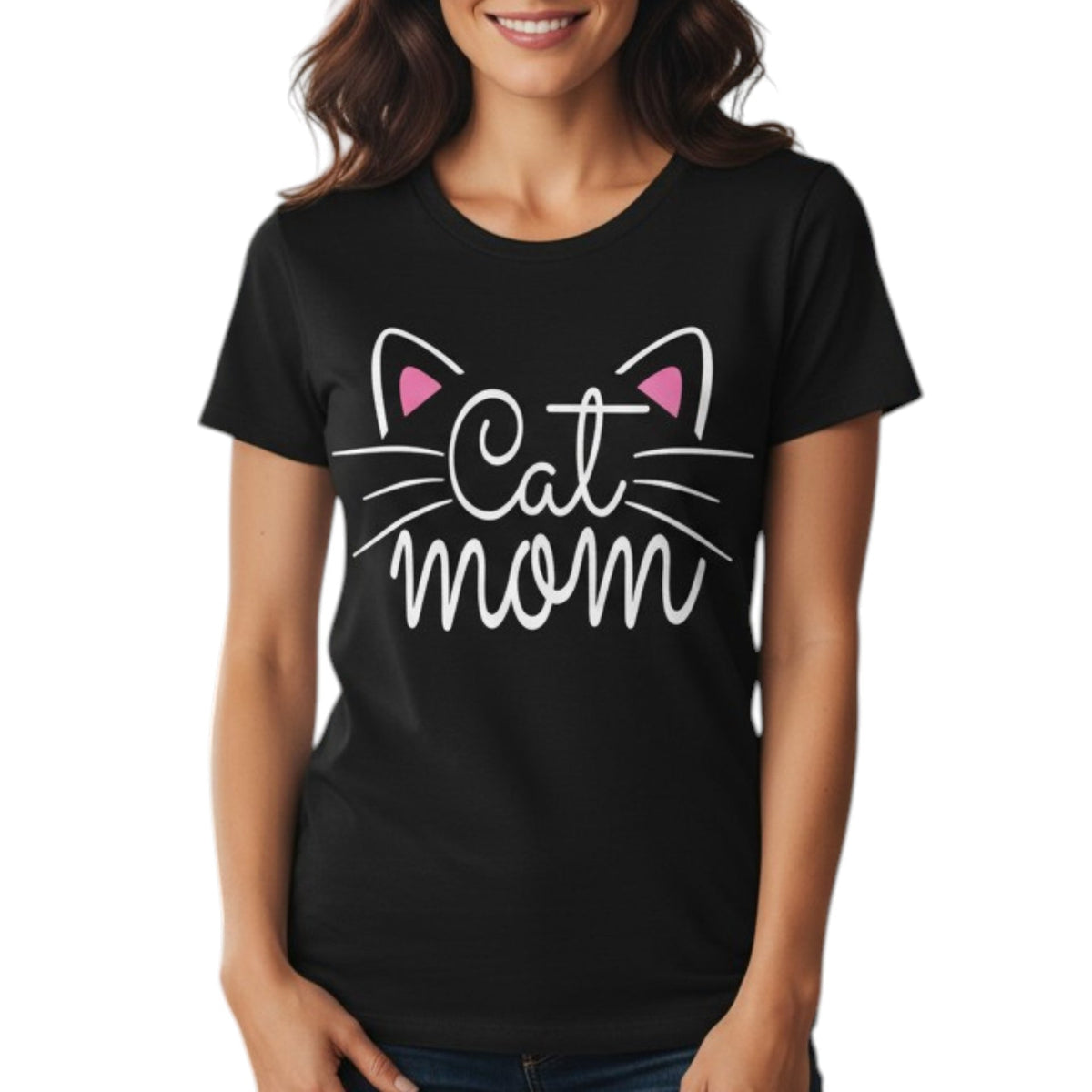 Cat Mom Graphic T-Shirt 100% Cotton Short Sleeve Breathable Casual Tee