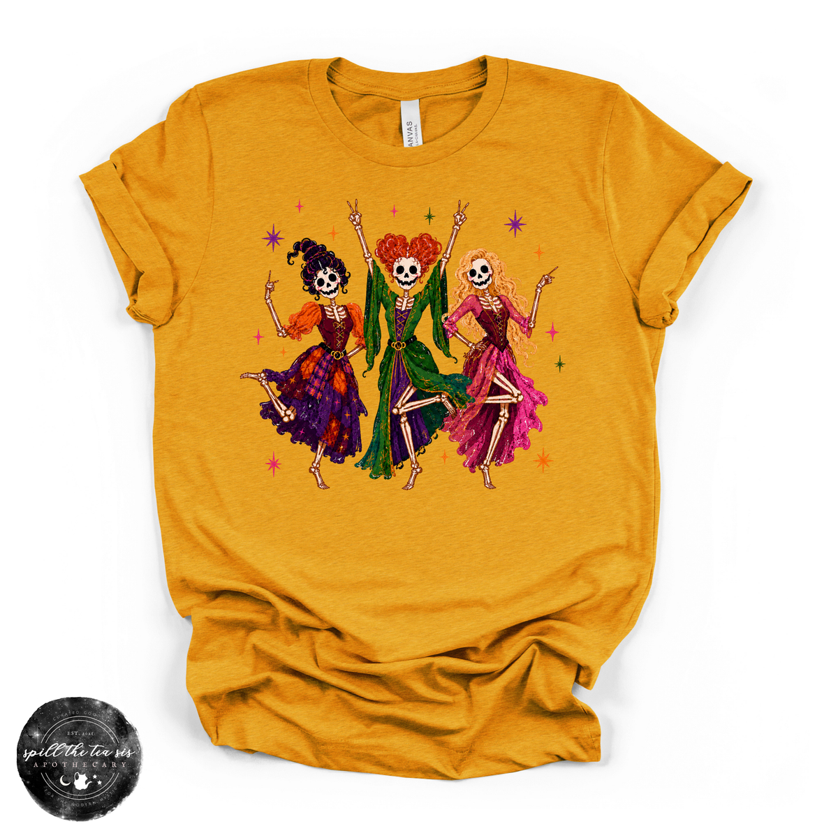 Sanderson Sister Skeletons Tee | Witchy Halloween Skeleton Graphic T-Shirt