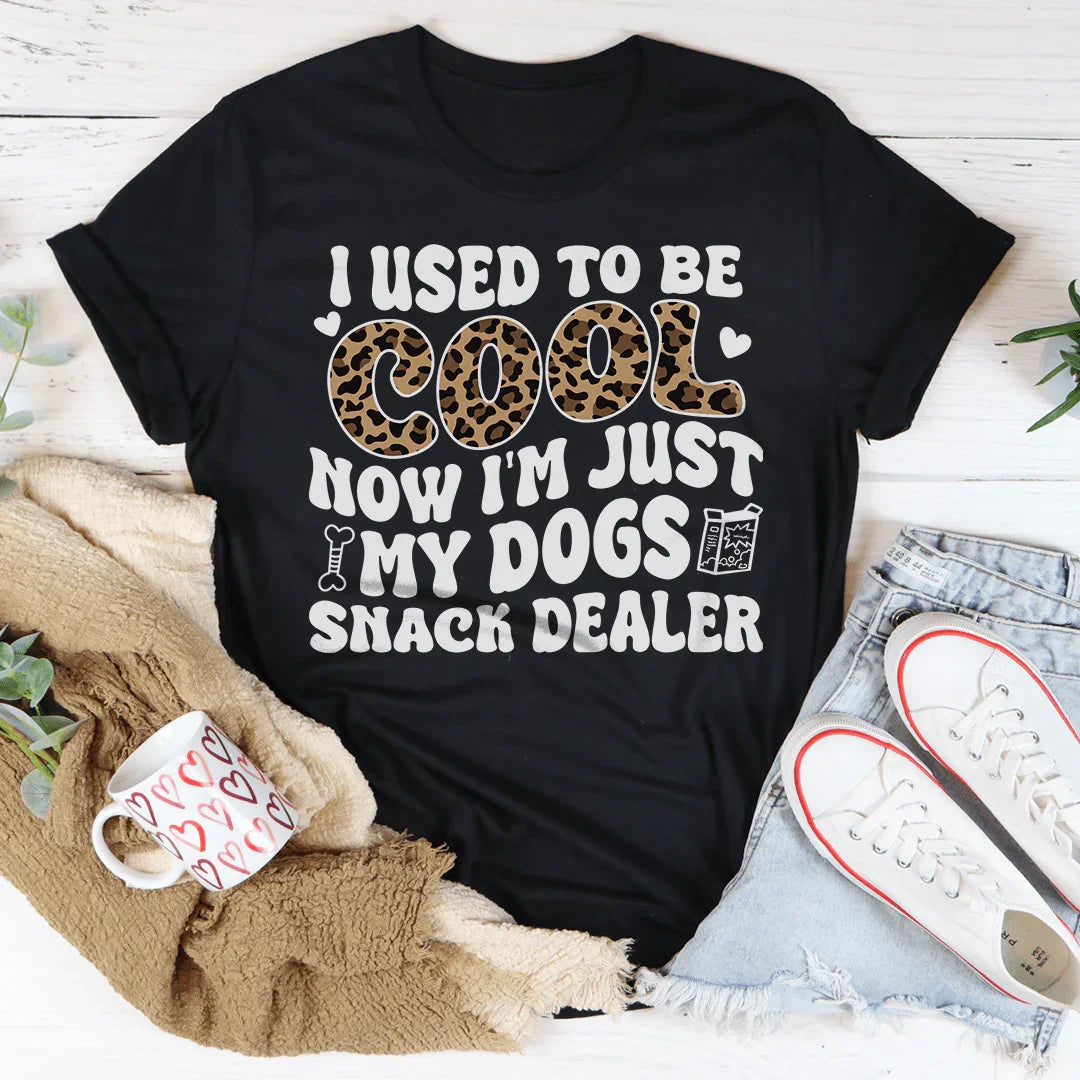 Dog Mom Funny Leopard Graphic T-Shirt – \"I Used To Be Cool\" Dog Snack Dealer