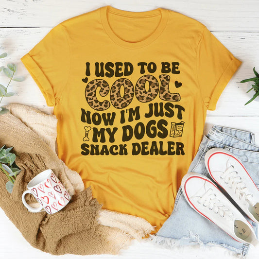 Dog Mom Funny Leopard Graphic T-Shirt – \"I Used To Be Cool\" Dog Snack Dealer