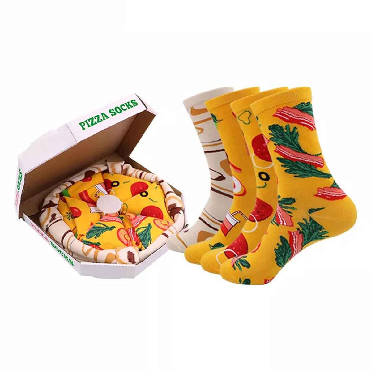 Novelty Pizza Socks – 4 Pairs Fun Gift Set for Men & Women